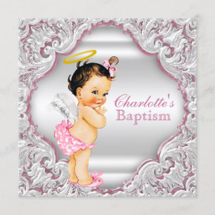 Mädchen Rosa Weißer Engel Mädchen Baby-Taufe Einladung