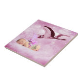 Mädchen rosa Wolken und Storch Fliese (Seite)