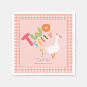 Mädchen rosa Zwei Alberne Gans Zweiten Geburtstag Serviette (Vorderseite)