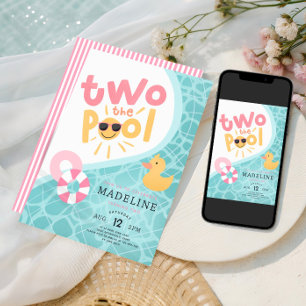 Mädchen Rosa Zwei In Den Pool Sommer-Splash 2. Geb Einladung