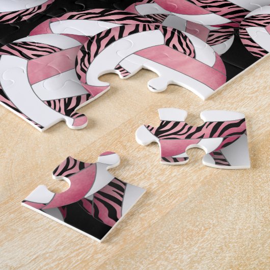 Mädchen Rose Rosa Zebrastreifen Puzzle (Seite)