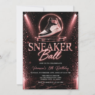 Mädchen Roségold Glamour 16. Geburtstag Sneaker Ba Einladung