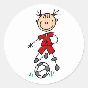 Mädchen-rote Fußball-Uniform Runder Aufkleber
