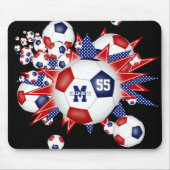 Mädchen roter weißer Fußball-Ball Blowout Mousepad (Vorne)