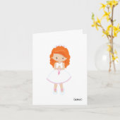 Mädchen (Rotes Haar) Erste Heilige Kommunion-Karte Karte (Gelbe Blume)
