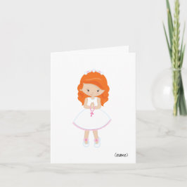 Mädchen (Rotes Haar) Erste Heilige Kommunion-Karte Karte