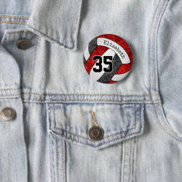 Mädchen rotes schwarzes Volleyball Team Farben Button