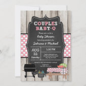 Mädchen Rustic Wood Couples Baby Q Dusche Einladun Einladung (Vorderseite)