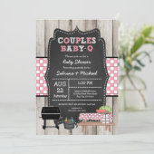 Mädchen Rustic Wood Couples Baby Q Dusche Einladun Einladung (Stehend Vorderseite)