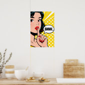 Mädchen sagt Shhhhh Pop Art Poster (Küche)