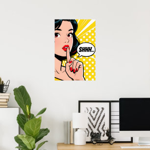 Mädchen sagt Shhhhh Pop Art Poster
