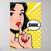 Mädchen sagt Shhhhh Pop Art Poster (Vorne)