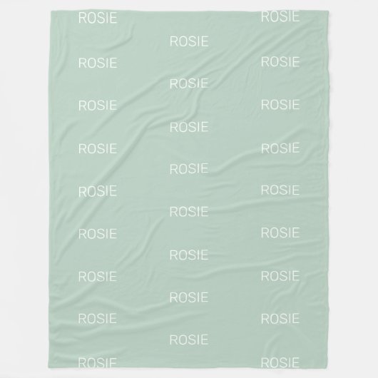 Mädchen Salbeigrün personalisierter Schriftname Fleecedecke (Vorderseite)
