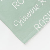 Mädchen Salbeigrüne personalisierte Schriftname Fleecedecke (Ecke)