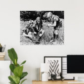 Mädchen sammeln Frösche, 1940er Poster (Heimbüro)