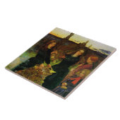 Mädchen sammeln Herbstblätter für ein Feuerbrand Fliese (Seite)