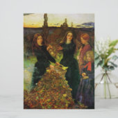 Mädchen sammeln Herbstblätter für ein Feuerbrand Karte (Stehend Vorderseite)