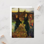 Mädchen sammeln Herbstblätter für ein Feuerbrand Karte (Vorderseite/Rückseite Beispiel)