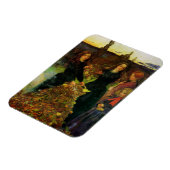 Mädchen sammeln Herbstblätter für ein Feuerbrand Magnet (Linke Seite)