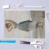 Mädchen sammeln Kies und Muscheln am Strand Seidenpapier (Handwerk)