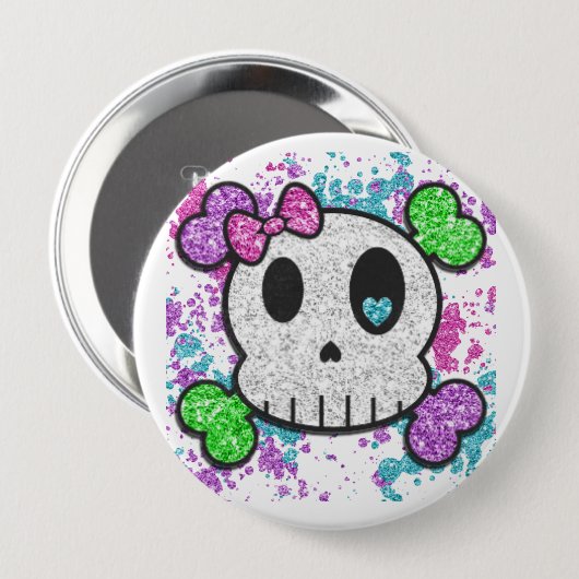 Mädchen-Schädel Pinback knöpft Rucksack-oder Button (Vorne & Hinten)