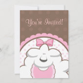 Mädchen-Schaf-Rosa u. Brown-Babyparty-Einladungen Einladung (Rückseite)