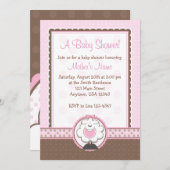 Mädchen-Schaf-Rosa u. Brown-Babyparty-Einladungen Einladung (Vorne/Hinten)