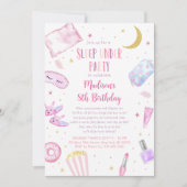 Mädchen schlafen unter dem Geburtstag pink Einladung (Vorderseite)