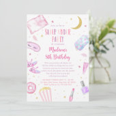 Mädchen schlafen unter dem Geburtstag pink Einladung (Stehend Vorderseite)