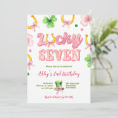 Mädchen Schleife Glitter Glücks sieben St. Patrick Einladung (Stehend Vorderseite)
