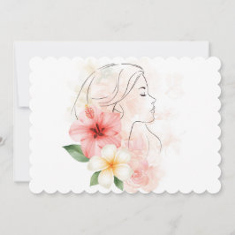 Mädchen schließt die Augen mit Blumen-Aquarell Einladung
