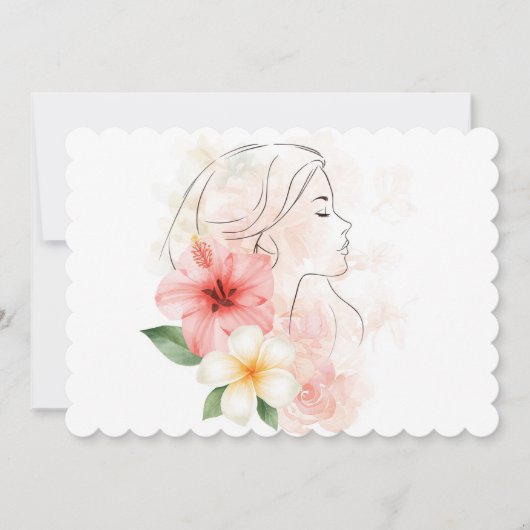Mädchen schließt die Augen mit Blumen-Aquarell Einladung (Vorderseite)