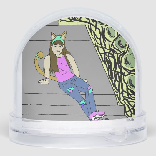 Mädchen Schneekugeln (Rückseite)