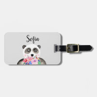 Mädchen Schöne Blume Aquarell Panda und Name