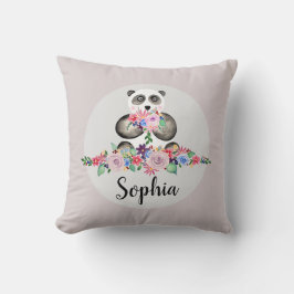 Mädchen Schöne Blume Aquarell Panda und Name Kissen