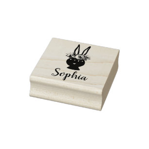 Mädchen Schöne Blume Kaninchen und Name Buchzeic Gummistempel