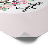 Mädchen Schöne Blumen Wasserfarbe Panda und Name Poster (Ecke)