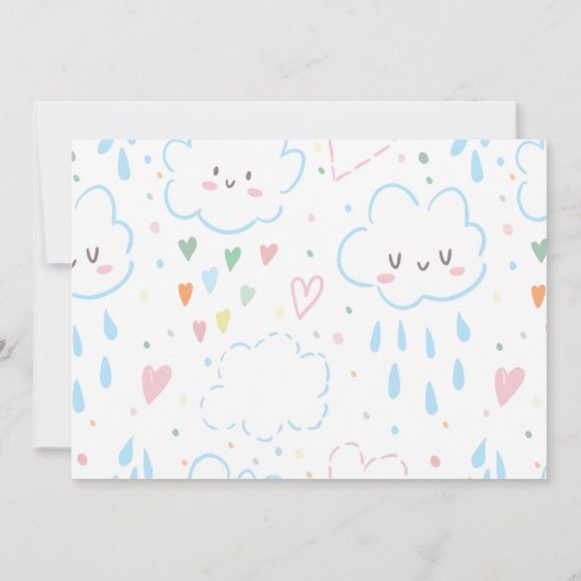 Mädchen Schöne Herzen über dem Regenbogen Geburtst Einladung (Rückseite)