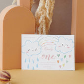 Mädchen Schöne Herzen über dem Regenbogen Geburtst Einladung