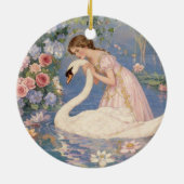 Mädchen & Schwanensee-Ornament Keramik Ornament (Hinten)