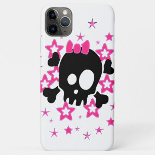 Mädchen-Schwarz-Schädel-Cartoon-Weiß iPhone 11 Pro Max Hülle