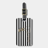 Mädchen, Schwarz, Weiße Streifen, Glitterkatze Gepäckanhänger (Vorderseite vertikal)