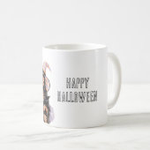Mädchen schwarze Katze Halloween Kaffeetasse (VorderseiteRechts)