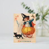 Mädchen & schwarze Katze Postkarte (Stehend Vorderseite)