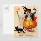 Mädchen & schwarze Katze Postkarte (Vorne/Hinten)