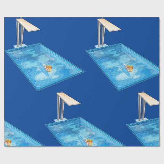 Mädchen schwimmen geschenkpapier (Flach)