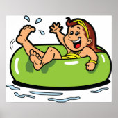 Mädchen schwimmen in einer inneren Tube Poster (Vorne)