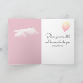 Mädchen schwimmen in Wolken mit Ballon Karte (Innenseite)