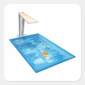 Mädchen schwimmen quadratischer aufkleber (Vorderseite)