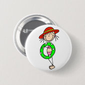 Mädchen-Schwimmen-Strichmännchen-Knopf Button (Vorne & Hinten)